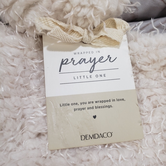 Demdaco Wrapped In Prayer Blankie Bear Lovey Fuzzy Cream Rattle Head 12"x9" 2010 - Picture 5 of 10